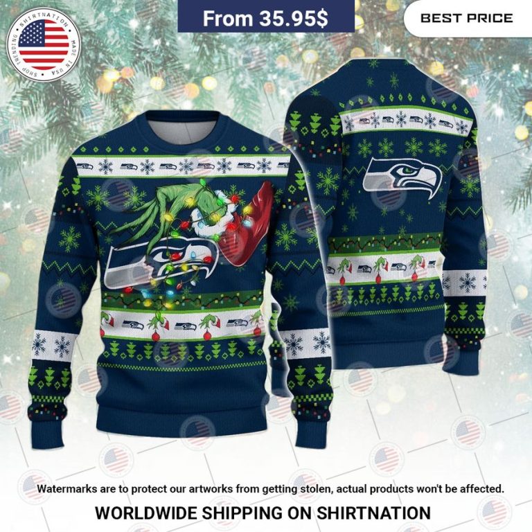 Seattle seahawks Grinch Christmas Sweater Good one dear