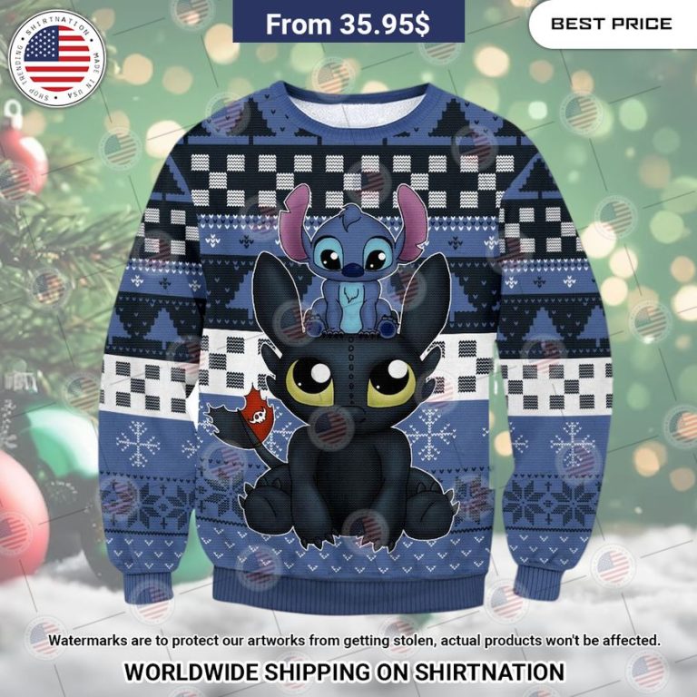 Stitch and Angel Stitch Christmas Sweater Nice elegant click