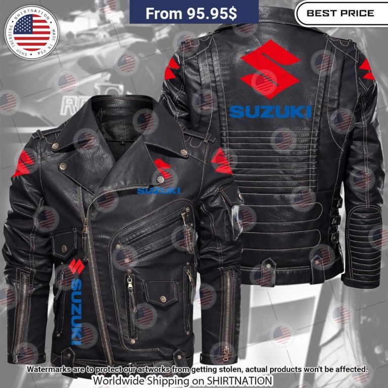 Suzuki Motor Belt Solid Zip Locomotive Leather Jacket Mesmerising