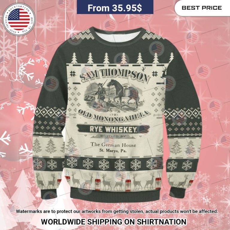 Thompson Rye Whiskey Christmas Sweater Awesome Pic guys