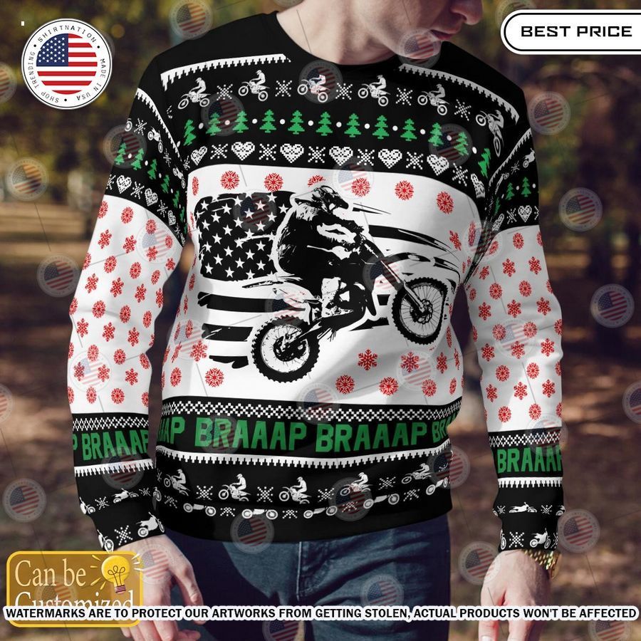 US Flag Motocross Xmas Custom Sweater Loving click