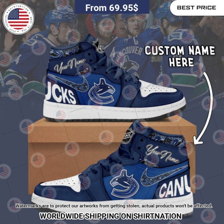 Vancouver Canucks Custom Nike Air Jordan High Top Shoes Unique and sober