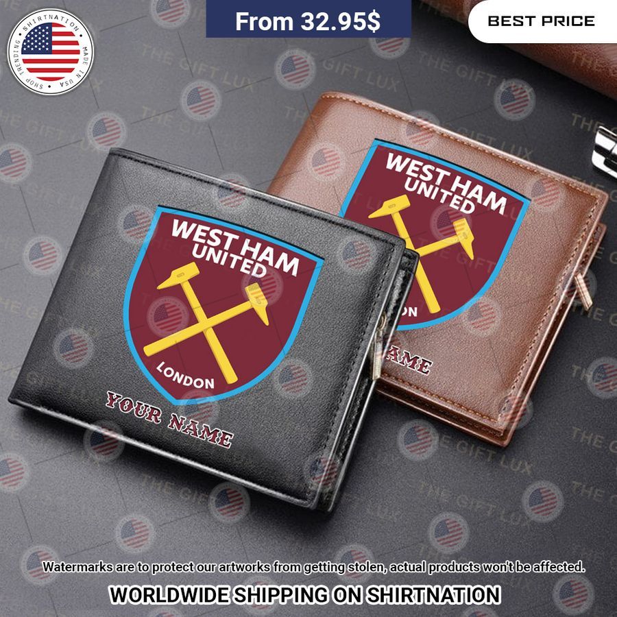 West Ham United Custom Leather Wallet Natural and awesome