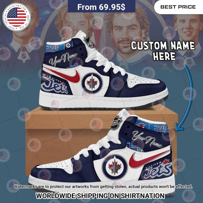 Winnipeg Jets Custom Nike Air Jordan High Top Shoes Sizzling