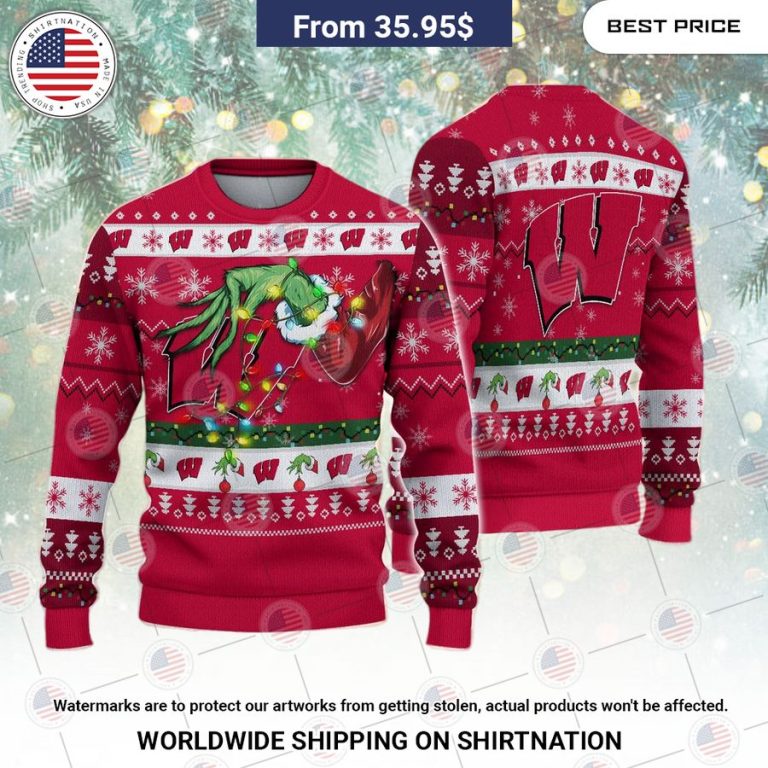 Wisconsin Badgers Grinch Christmas Sweater Beauty queen