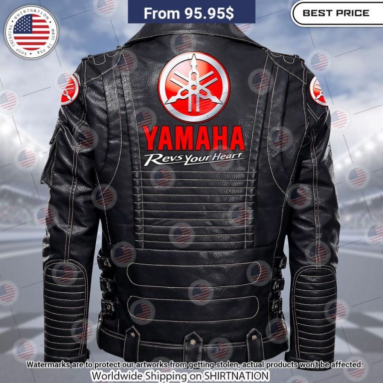 Yamaha Rev your Heart Belt Solid Zip Locomotive Leather Jacket You look lazy