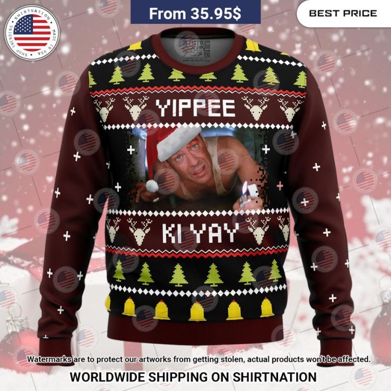 Yippee Ki Yay Dia Hard Christmas Sweater Such a charming picture.