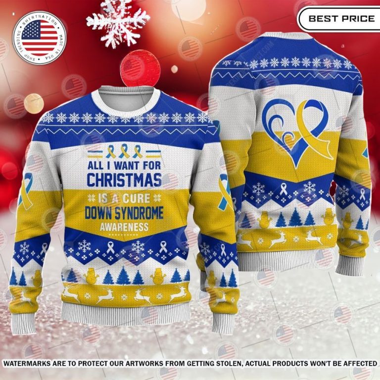 all i want for christmas is a cure down syndrome awareness sweater 2