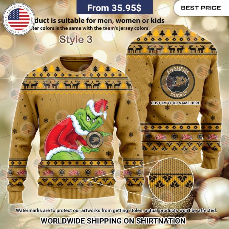 Anaheim Ducks Grinch Sweater Gang of rockstars