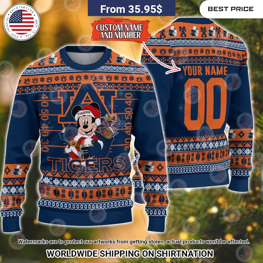 Auburn Tigers Mickey Mouse Christmas Sweater Loving click