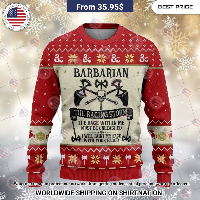 Barbarian Dungeons & Dragons Christmas Sweater Good click