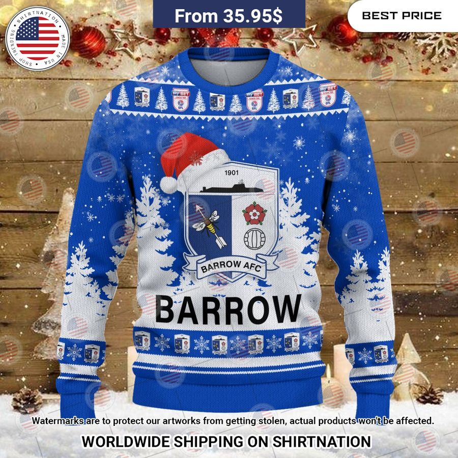 Barrow AFC Christmas Sweater Cutting dash