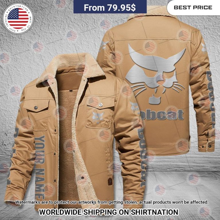 Bobcat Custom Name Fleece Leather Jacket Best click of yours