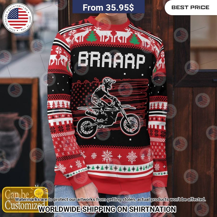 Braaap Motocross Custom Christmas Sweater Nice shot bro