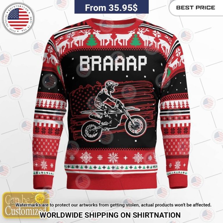 Braaap Motocross Custom Christmas Sweater Royal Pic of yours