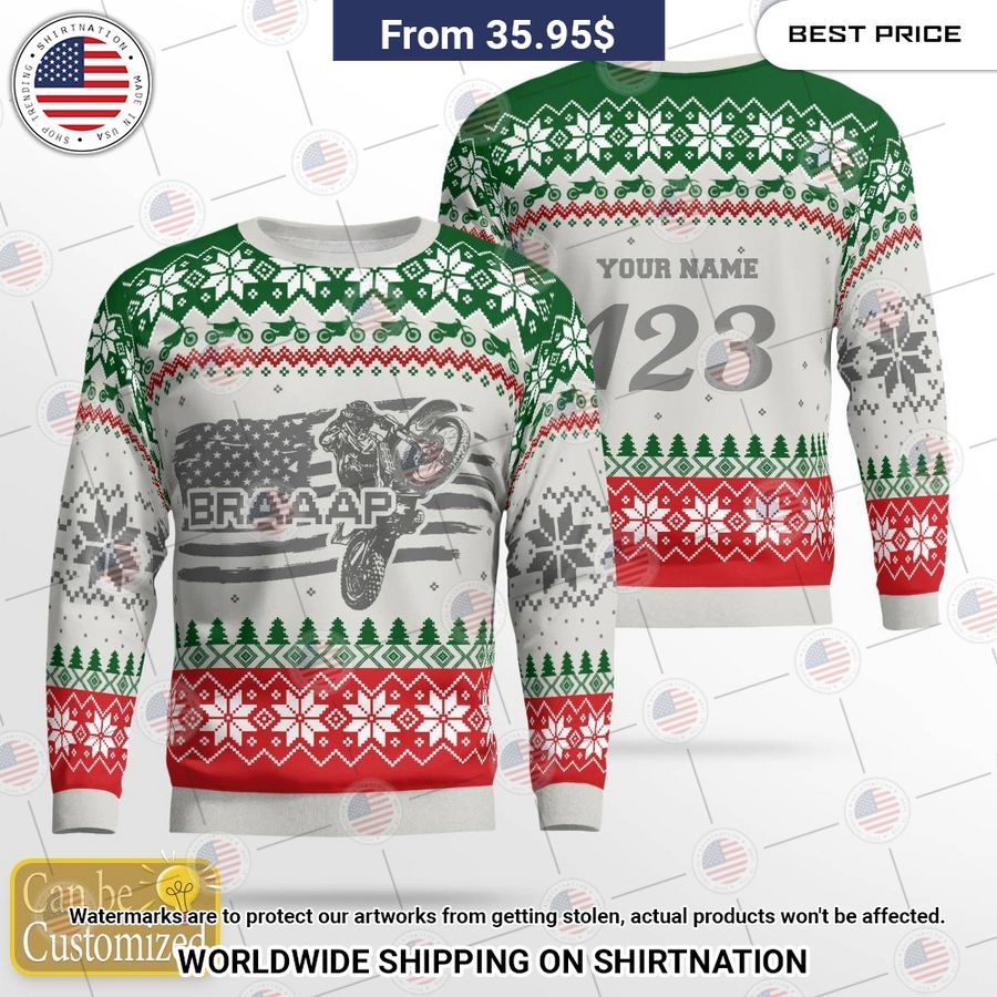 Braaap Motocross Rider Christmas Sweater Handsome as usual