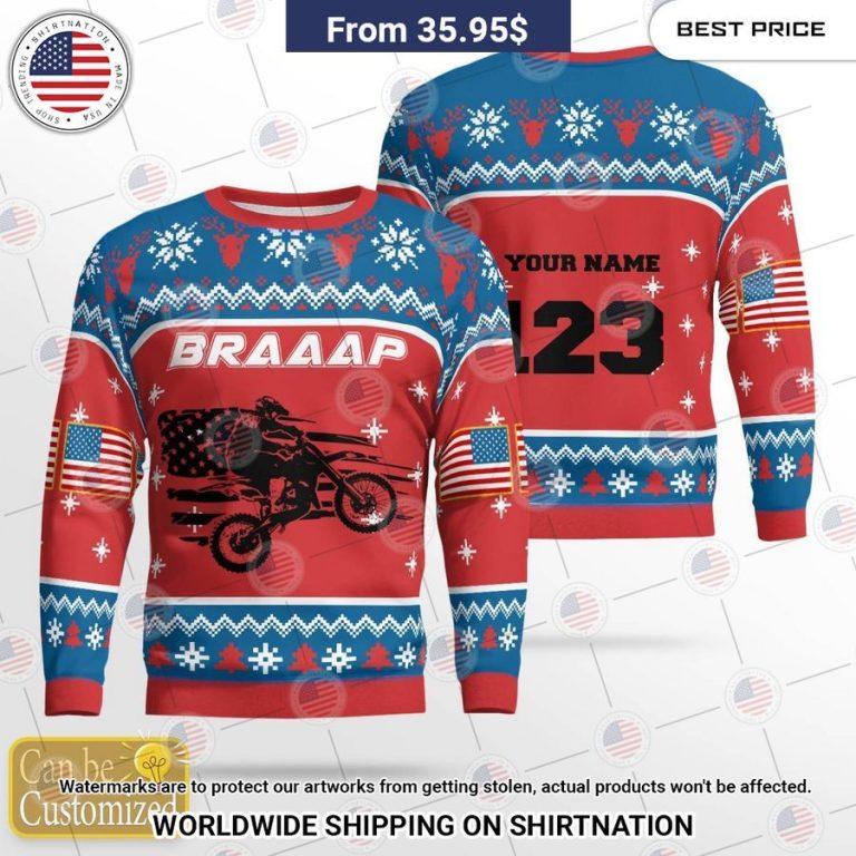 Braaap Motocross US Flag Custom Sweater Nice place and nice picture