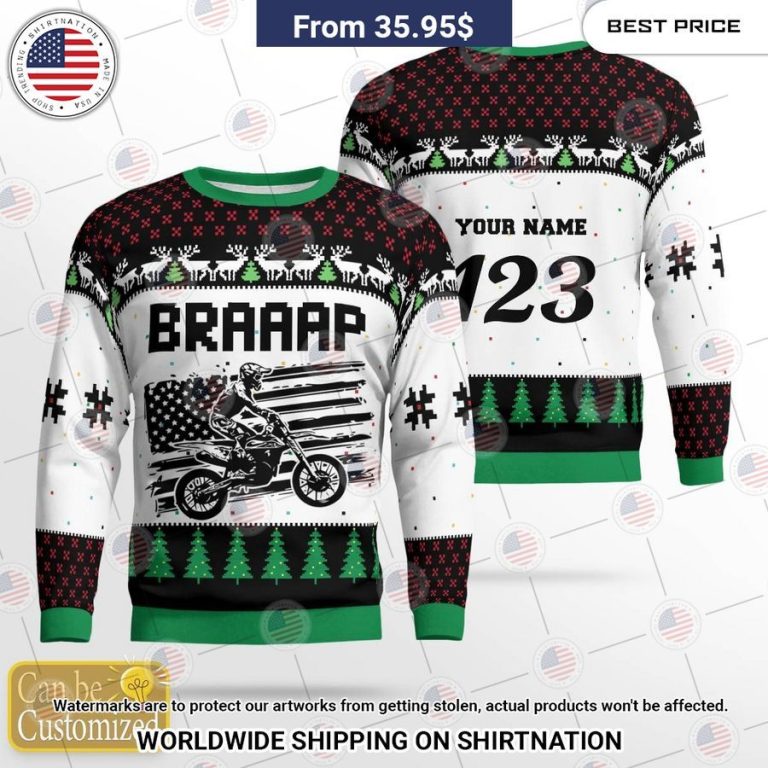 Braaap US Flag Custom Christmas Sweater Stunning