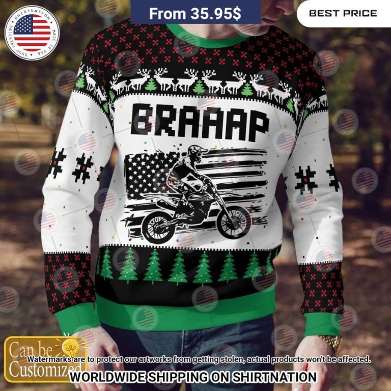 Braaap US Flag Custom Christmas Sweater You look lazy