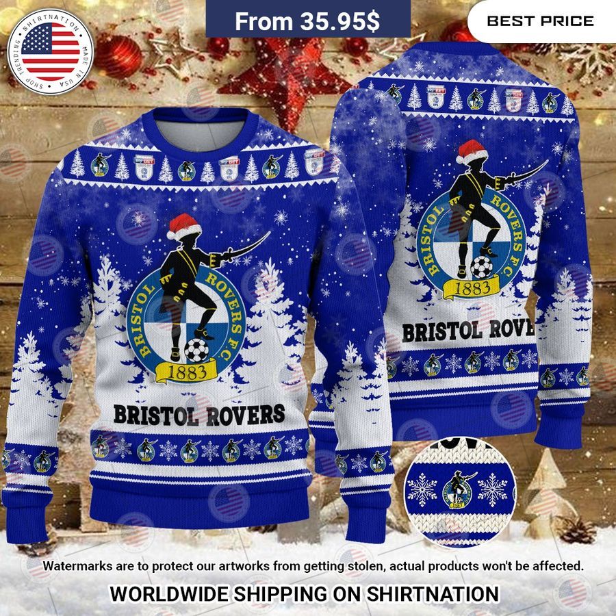 Bristol Rovers Christmas Sweater Studious look