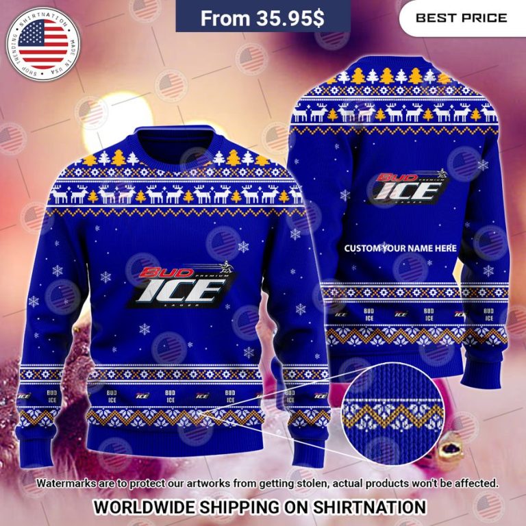 Bud Ice Custom Christmas Sweater Two little brothers rocking together