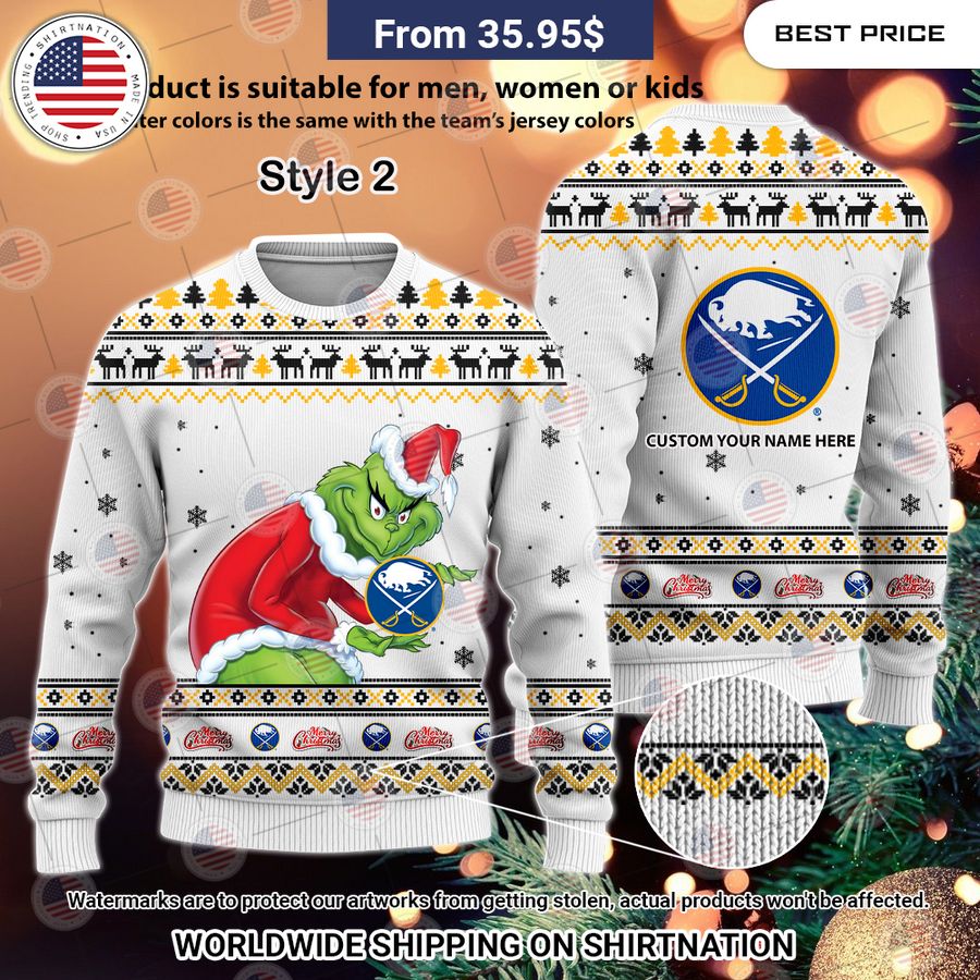 Buffalo Sabres Grinch Sweater Elegant and sober Pic