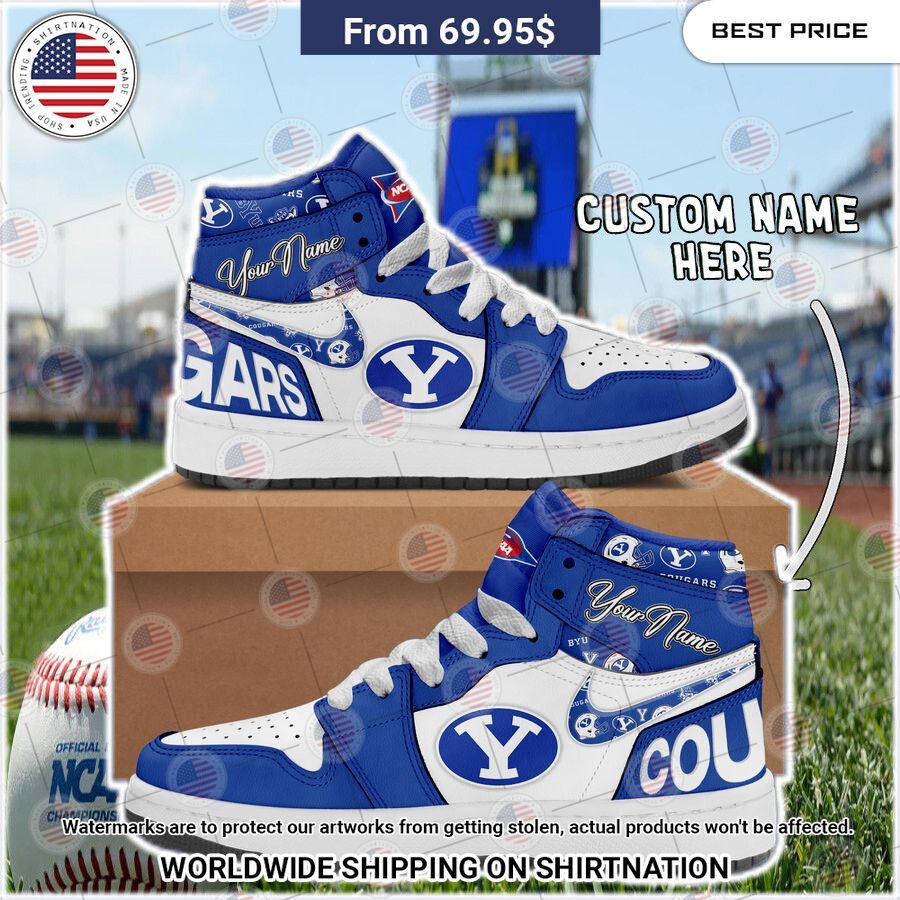 BYU Cougars Custom Air Jordan 1 Your face is glowing like a red rose