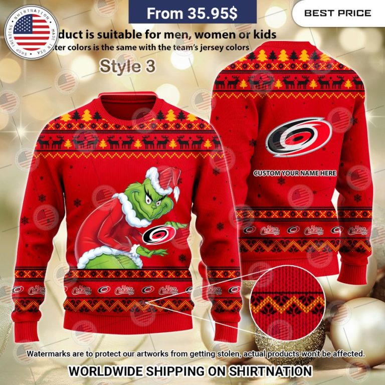 Carolina Hurricanes Grinch Sweater Amazing Pic