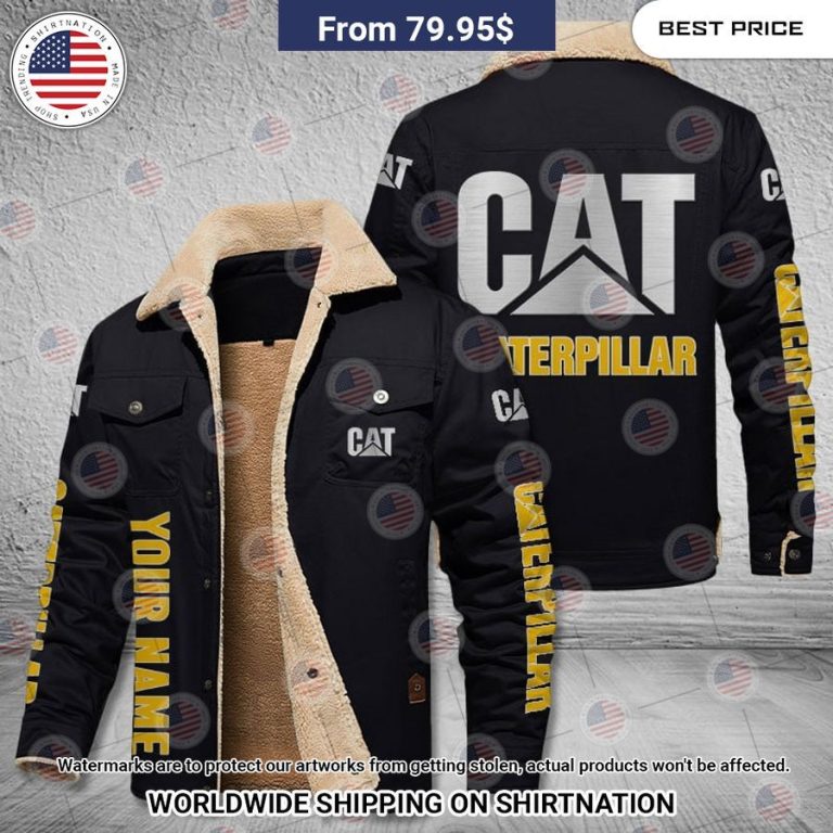 Caterpillar Custom Name Fleece Leather Jacket You look lazy