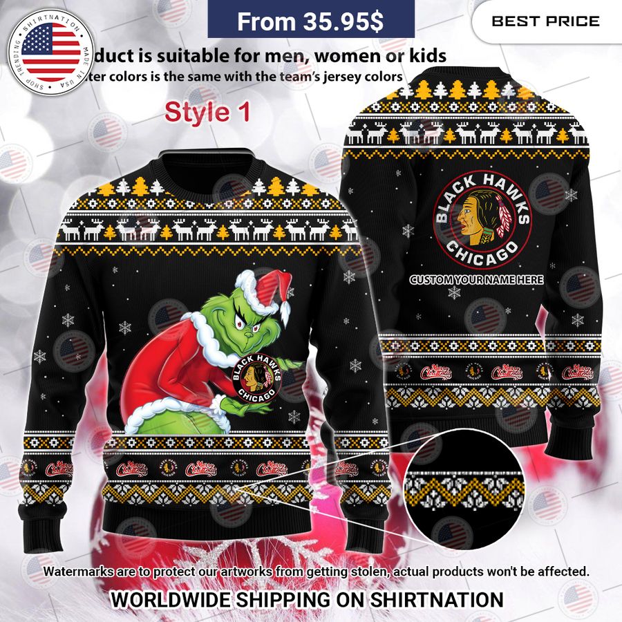 Chicago Blackhawks Grinch Sweater Looking so nice
