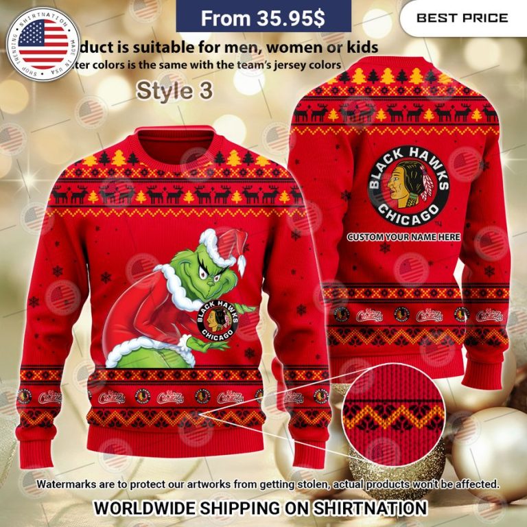 Chicago Blackhawks Grinch Sweater Your beauty is irresistible.