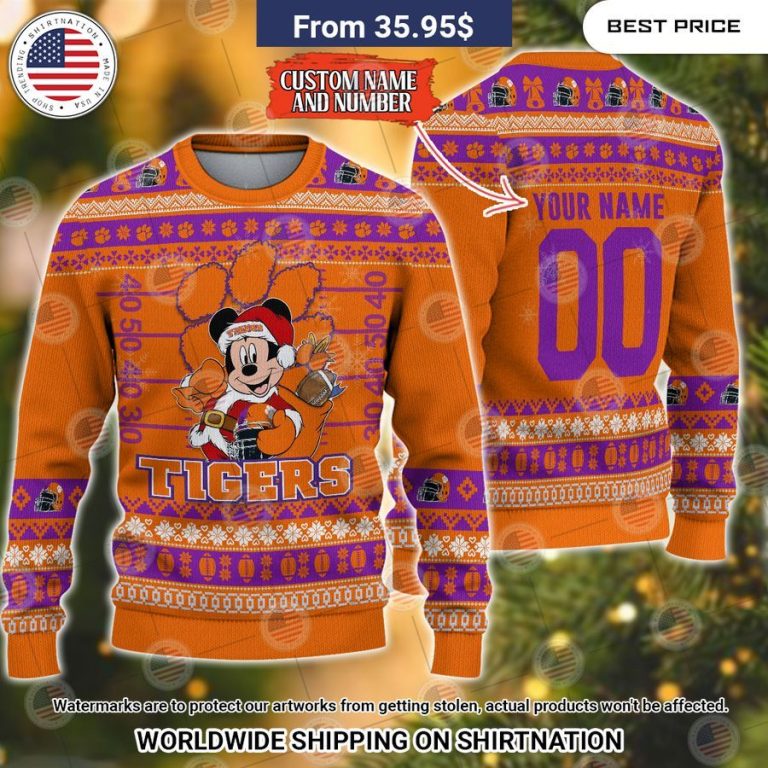 Clemson Tigers Mickey Mouse Christmas Sweater Elegant and sober Pic