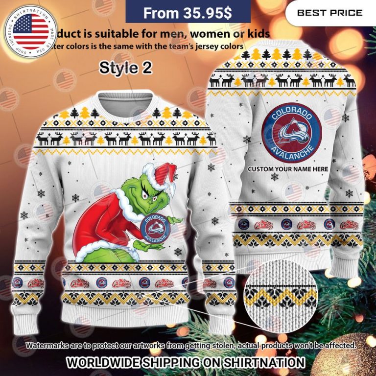 Colorado Avalanche Grinch Sweater Stand easy bro