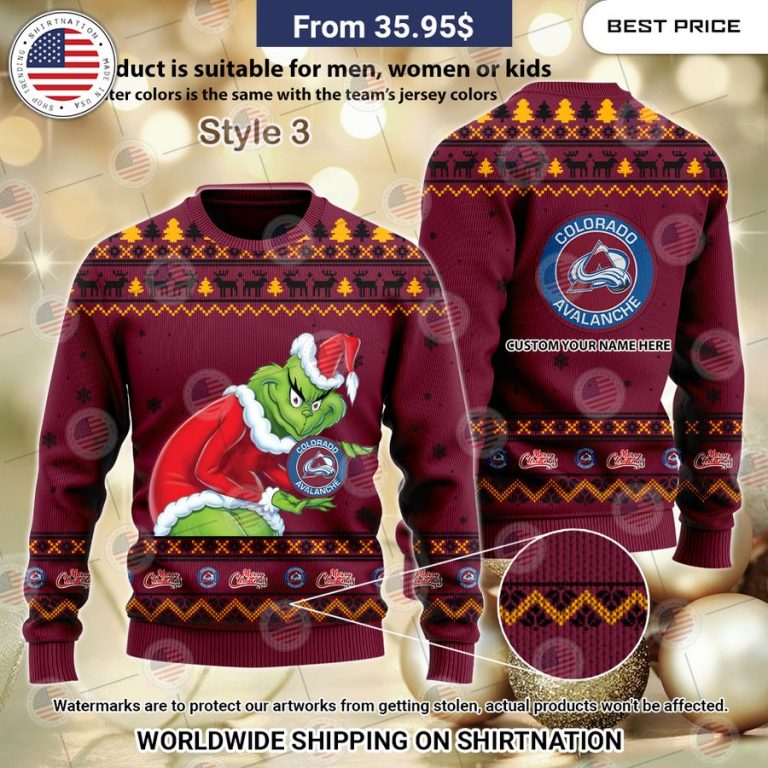 Colorado Avalanche Grinch Sweater Stunning