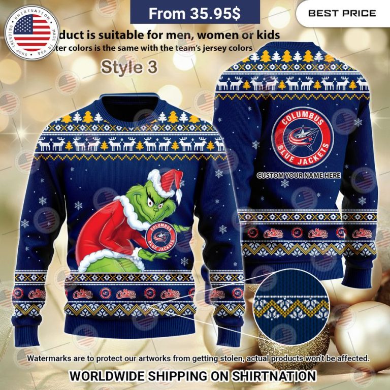 Columbus Blue Jackets Grinch Sweater Rocking picture