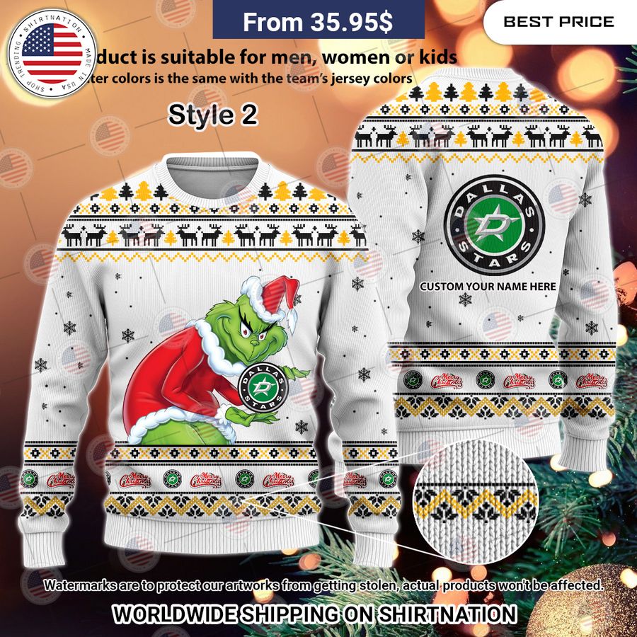 Dallas Stars Grinch Sweater Handsome as usual
