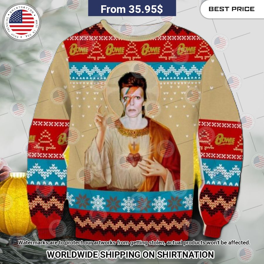 David Bowie Saint Christmas Sweater Bless this holy soul, looking so cute