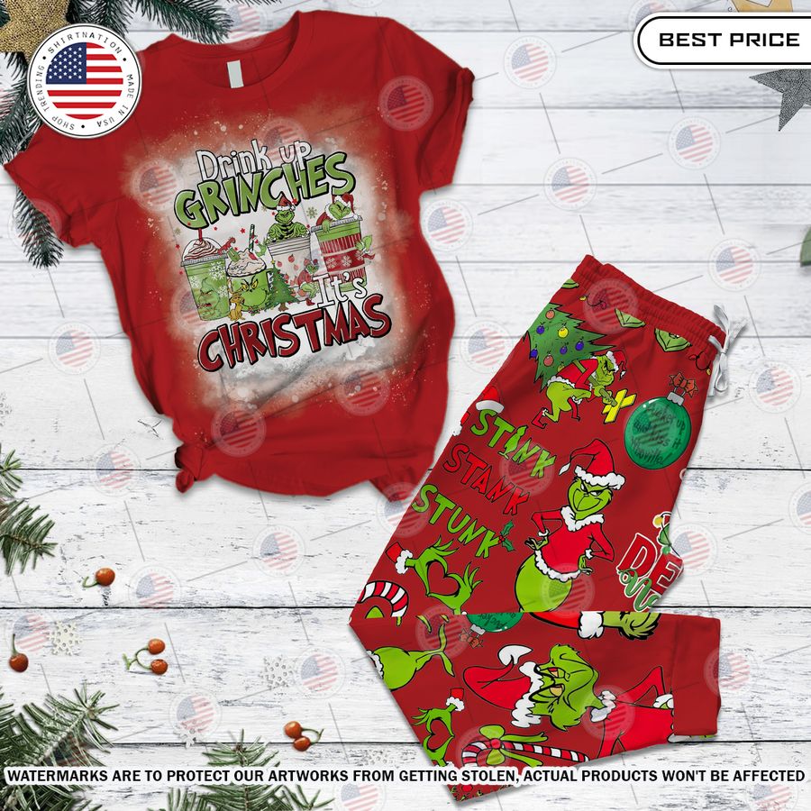 Drink Up Grinches It's Christmas Pajamas Set Rocking picture