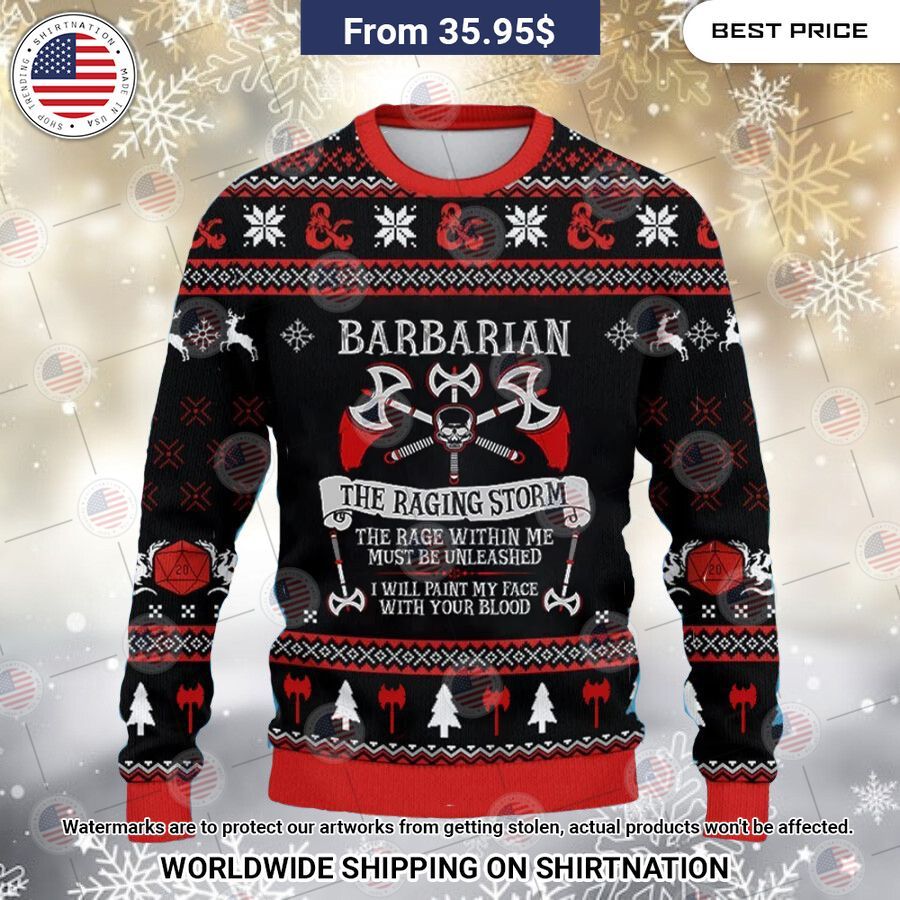 Dungeons & Dragons Barbarian Christmas Sweater Good one dear