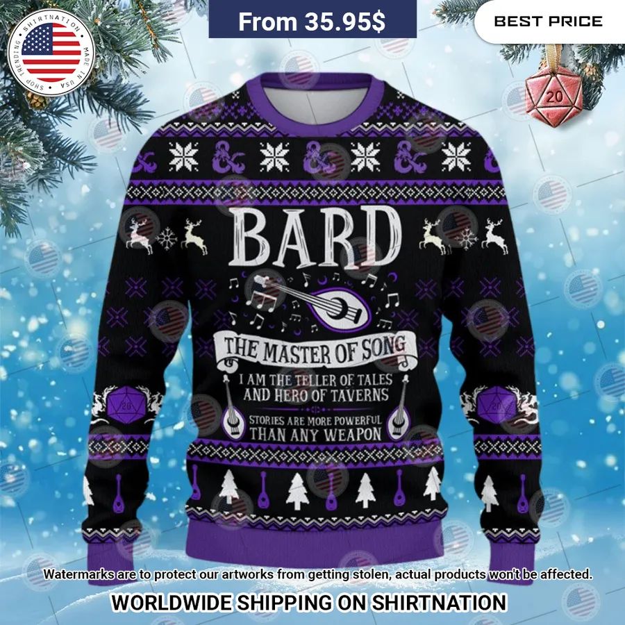 Dungeons & Dragons Bard Christmas Sweater Long time