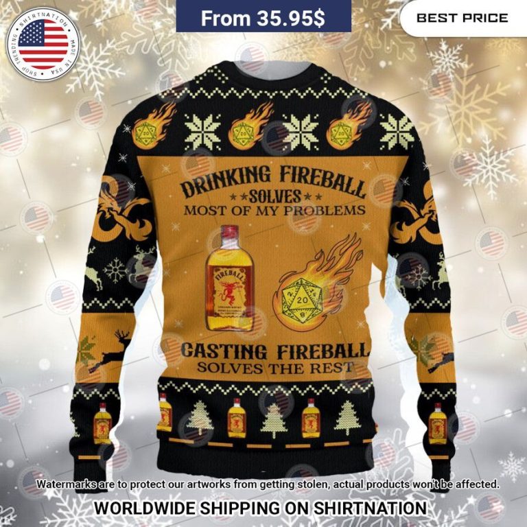 Dungeons & Dragons Fireball Whiskey Christmas Sweater Amazing Pic