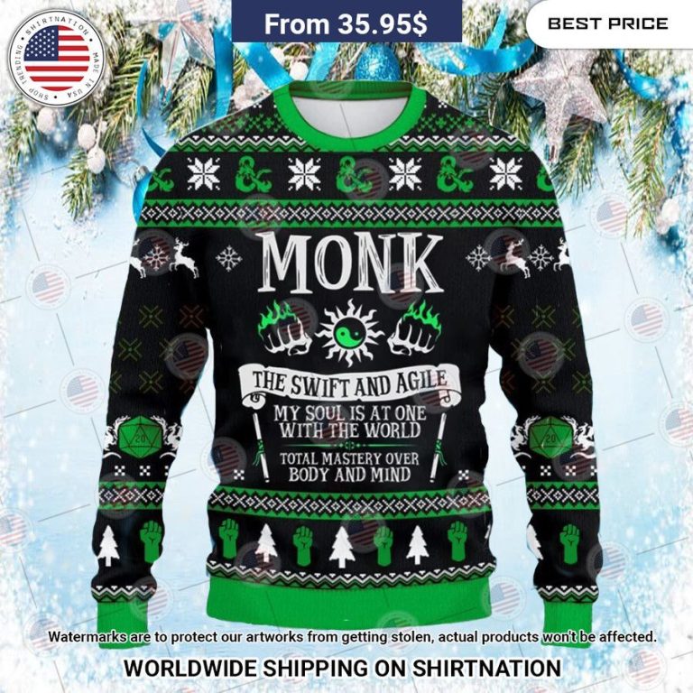 Dungeons & Dragons Monk Christmas Sweater Oh my God you have put on so much!