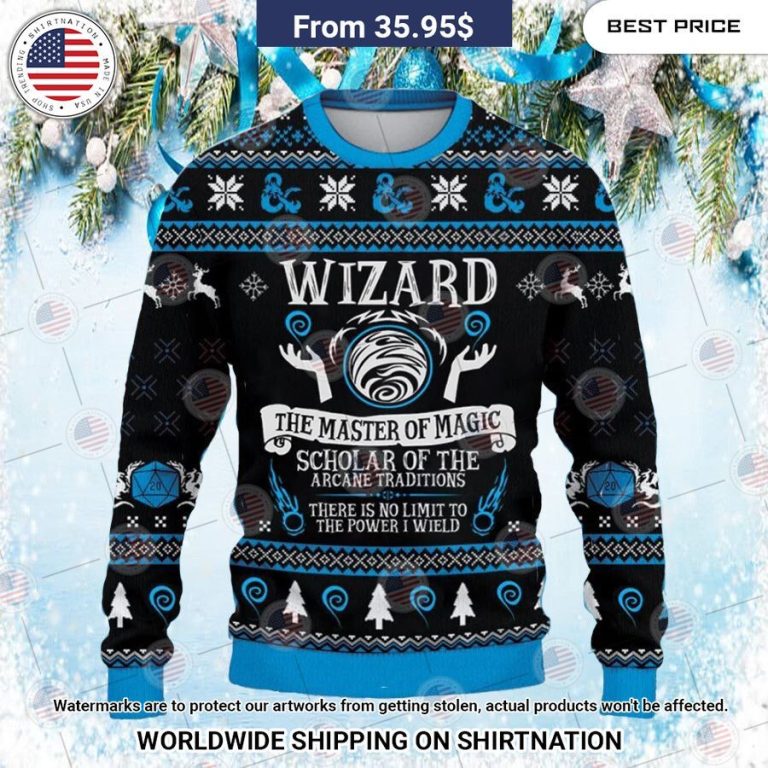 Dungeons & Dragons Wizard Christmas Sweater Good click