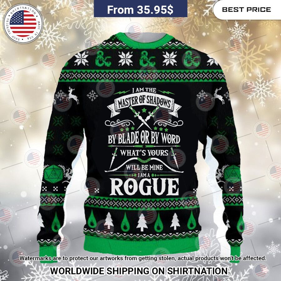 Dungeons n Dragons Rogue Christmas Sweater Super sober