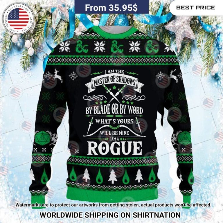 Dungeons n Dragons Rogue Christmas Sweater Nice shot bro