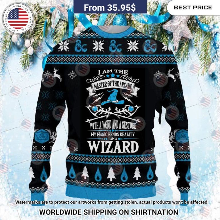 Dungeons n Dragons Wizard Christmas Sweater Stand easy bro