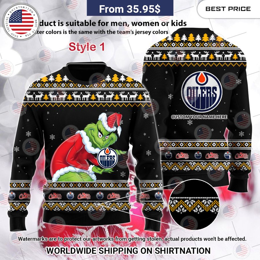 Edmonton Oilers Grinch Sweater Cool look bro