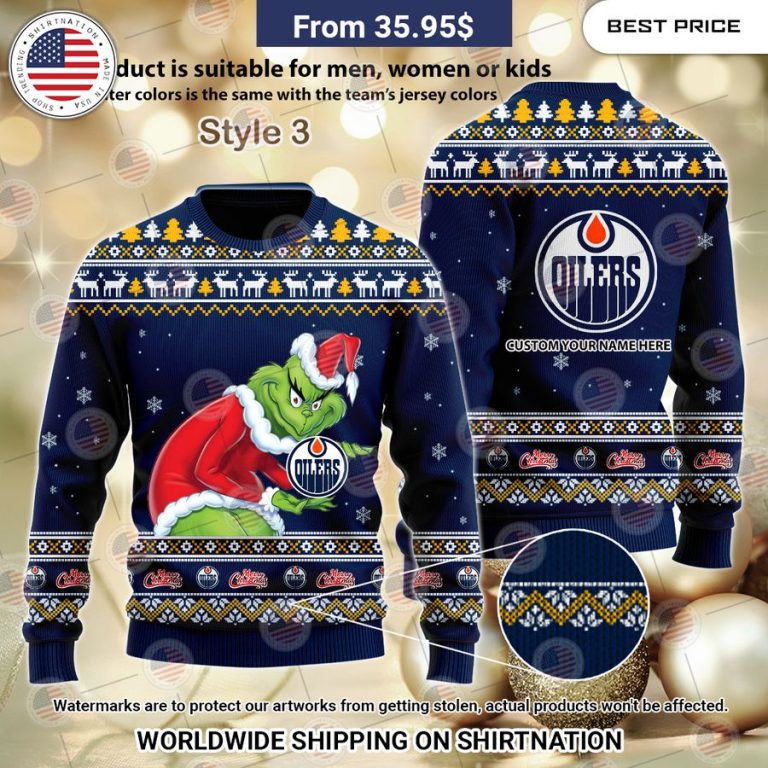 Edmonton Oilers Grinch Sweater Nice shot bro