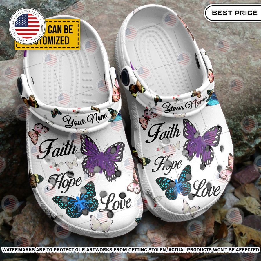 Faith Hope Love Butterfly Custom Crocs Natural and awesome