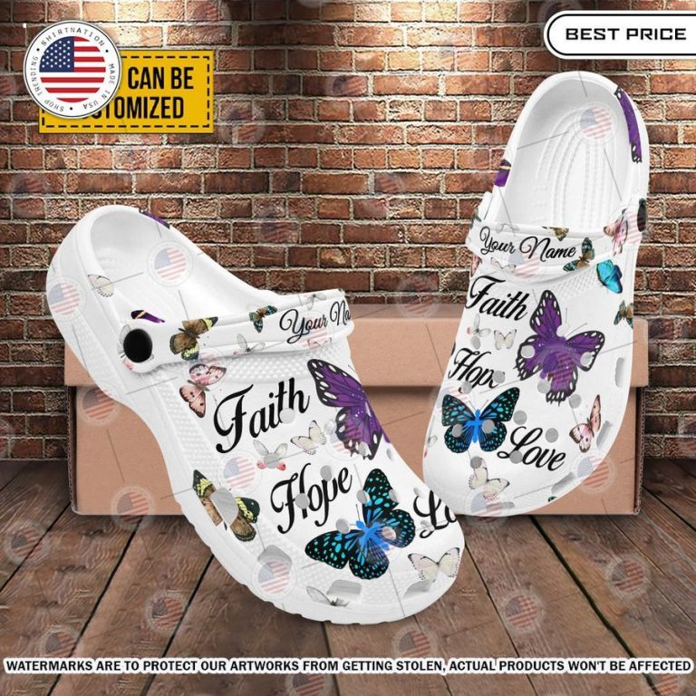 Faith Hope Love Butterfly Custom Crocs Bless this holy soul, looking so cute